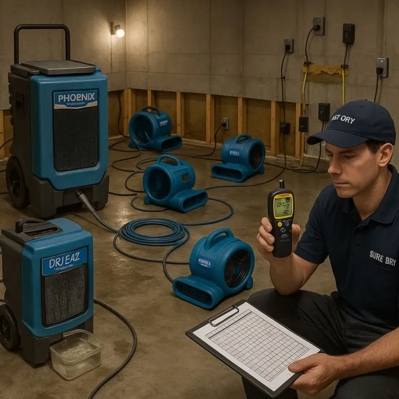 Structural Drying and Dehumidification process in Midland, WA